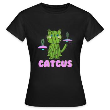 Cat as Cactus I Funny Cats Tshirt Gift - Women's T-Shirt - black - Front - AI Model Female 172 dark (172cm)