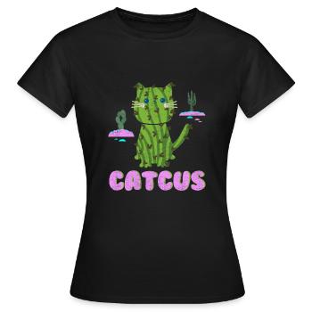 Wildcat from the desert Cat as cactus - Women's T-Shirt - black - Front - AI Model Female 172 dark (172cm)
