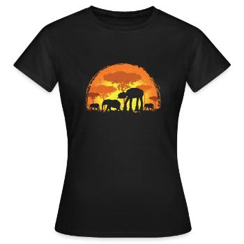 Elefant Elefanten Safari Sonne AT AT Geschenk - Frauen T-Shirt - Schwarz - Vorne - AI Model Female 172 dark (172cm)