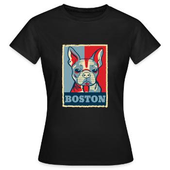 Cadeau vintage Obama de chien de Terrier de Boston - T-shirt Femme - noir - Devant - AI Model Female 172 dark (172cm)