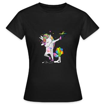 dabbing Einhorn für Friseurin und Frisör - Frauen T-Shirt - Schwarz - Vorne - AI Model Female 172 dark (172cm)