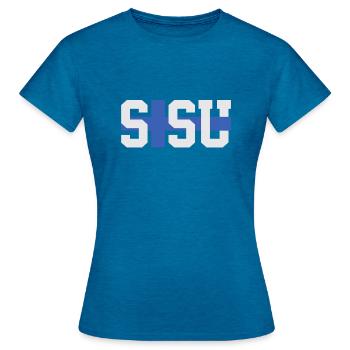 Sisu Finnish Finnish Finnish Flag - Women's T-Shirt - antique blue sapphire heather - Front - AI Model Female 172 dark (172cm)