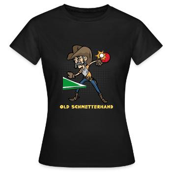 OLD SCHMETTERHAND Tischtennis Spieler Geschenk - Frauen T-Shirt - Schwarz - Vorne - AI Model Female 172 dark (172cm)
