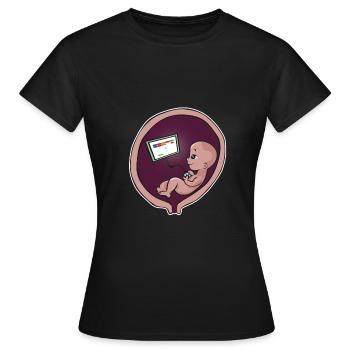 Pregnancy mother childbirth baby gamer gambler - Women's T-Shirt - black - Front - AI Model Female 172 dark (172cm)