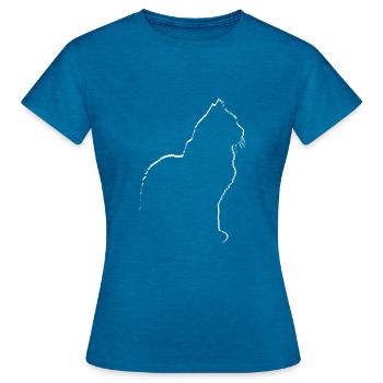 Katze Katzen Kitten Silhouette Grafik Geschenk - Frauen T-Shirt - Antikblaues Saphir meliert - Vorne - AI Model Female 172 dark (172cm)