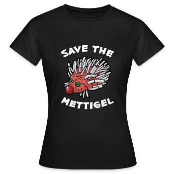 SAVE THE METTIGEL Mett Zwiebel Fleischesser - Frauen T-Shirt - Schwarz - Vorne - AI Model Female 172 dark (172cm)