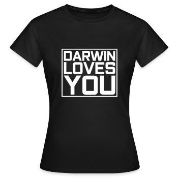 Athée Charles Darwin - T-shirt Femme - noir - Devant - AI Model Female 172 dark (172cm)