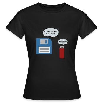Clé USB disquette disquette ordinateur nerd - T-shirt Femme - noir - Devant - AI Model Female 172 dark (172cm)