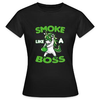 SMOKE LIKE A BOSS Licorne fumante Weed Kiffer - T-shirt Femme - noir - Devant - AI Model Female 172 dark (172cm)