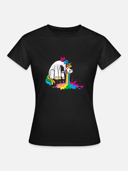 Kotzendes Einhorn Kotze Übergeben Brechen lustig - Frauen T-Shirt - Schwarz
