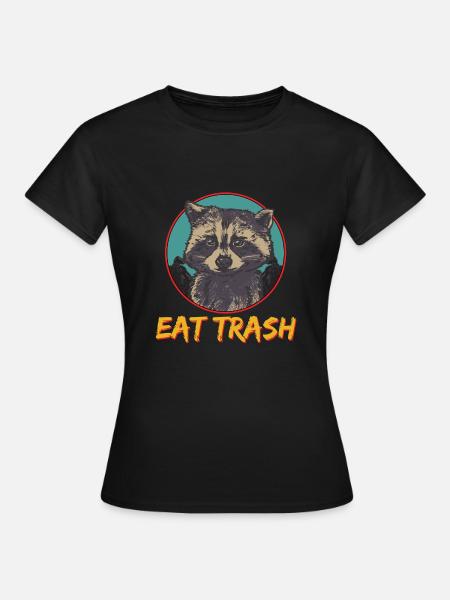 Cadeau drôle de poubelle de raton laveur - T-shirt Femme - noir