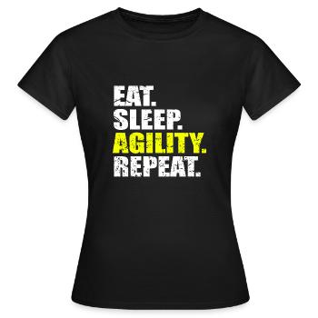 Agility Repeat T-Shirt Hunde Training Sport - Frauen T-Shirt - Schwarz - Vorne - AI Model Female 172 dark (172cm)