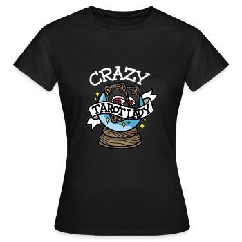 CRAZY TAROT LADY Der Tod Tarot Karten Hellseher - Frauen T-Shirt - Schwarz - Vorne - AI Model Female 172 dark (172cm)