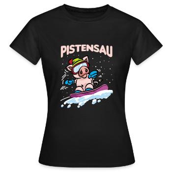PISTENSAU Snowboard Pig Slopes Sau - Women's T-Shirt - black - Front - AI Model Female 172 dark (172cm)
