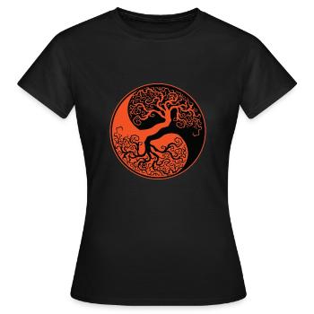Arbre du monde - Yin et Yang - T-shirt Femme - noir - Devant - AI Model Female 172 dark (172cm)