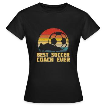 Meilleur cadeau de football rétro entraîneur de football - T-shirt Femme - noir - Devant - AI Model Female 172 dark (172cm)