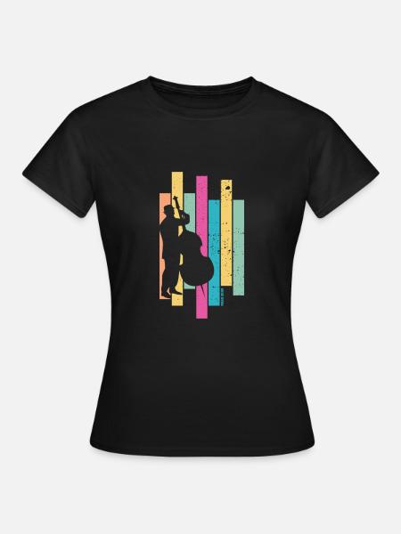 Double Bass Retro Jazz Gift des années 80 - Dame-T-shirt - sort