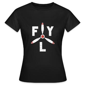 Fly Propeller Flugzeuge Luftfahrt - Frauen T-Shirt - Schwarz - Vorne - AI Model Female 172 dark (172cm)