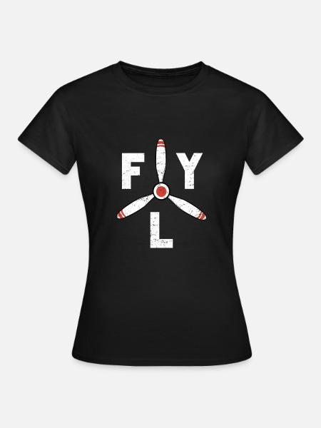 Fly Propeller Flugzeuge Luftfahrt - Frauen T-Shirt - Schwarz