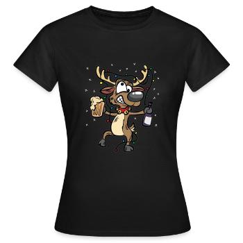 renne ivre - T-shirt Femme - noir - Devant - AI Model Female 172 dark (172cm)