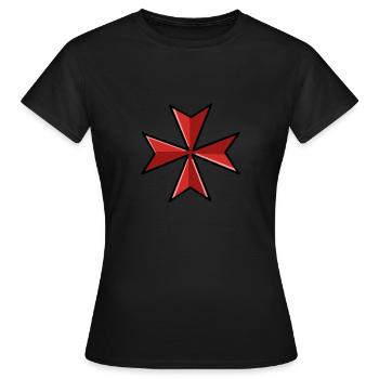 croix de Malte - T-shirt Femme - noir - Devant - AI Model Female 172 dark (172cm)