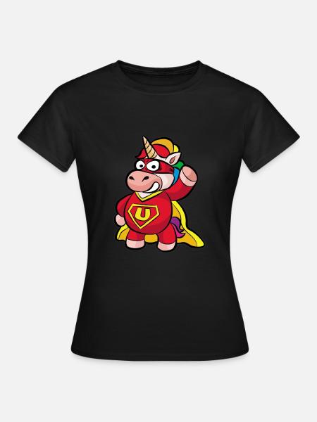 Superheld Einhorn - Dame-T-shirt - sort