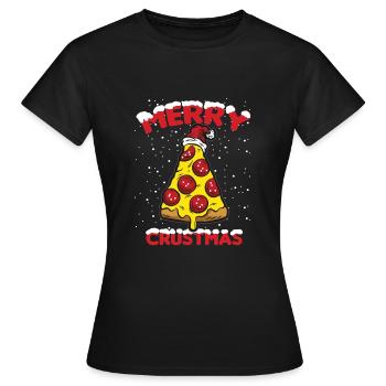 MERRY CRUSTMAS Pizza Lovers Pizzeria Salami - T-shirt Femme - noir - Devant - AI Model Female 172 dark (172cm)