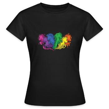 Pferde Regenbogen Galopp Cartoon - Frauen T-Shirt - Schwarz - Vorne - AI Model Female 172 dark (172cm)
