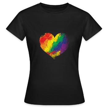 Pride Heart LGBTQIA Community Flag s - T-shirt Femme - noir - Devant - AI Model Female 172 dark (172cm)