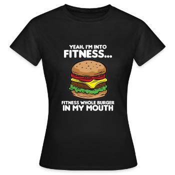 FITNESS FAST-FOOD Humour drôle - T-shirt Femme - noir - Devant - AI Model Female 172 dark (172cm)