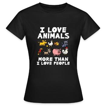 J'AIME LES ANIMAUX amoureux des animaux amour animal protection des animaux - T-shirt Femme - noir - Devant - AI Model Female 172 dark (172cm)