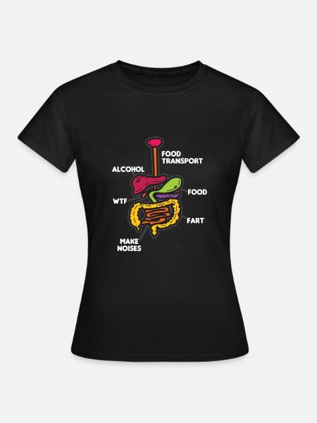 Verdauung Organe Lustiger Cartoon Comic Humor - Frauen T-Shirt - Schwarz