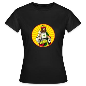 Weed Smoking Jesus Christ - Women's T-Shirt - black - Front - AI Model Female 172 dark (172cm)