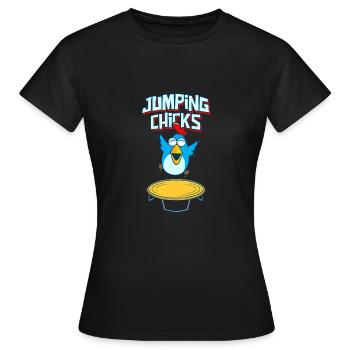 Jumping Chick Trampoline Humour - T-shirt Femme - noir - Devant - AI Model Female 172 dark (172cm)