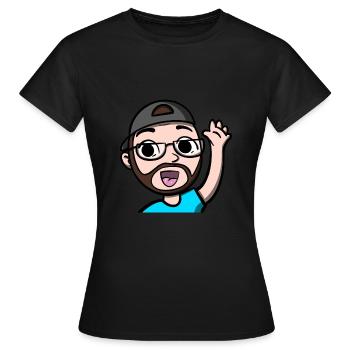 Funny Hi Emoji comic design by gaming streamer - Women's T-Shirt - black - Front - AI Model Female 172 dark (172cm)