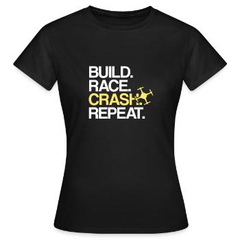 Build Race Crash Repeat | Drohne Drohnenpilot - Frauen T-Shirt - Schwarz - Vorne - AI Model Female 172 dark (172cm)