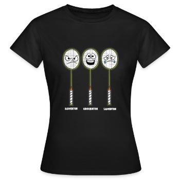 BADMINTON emotions love hate grief humor - Women's T-Shirt - black - Front - AI Model Female 172 dark (172cm)