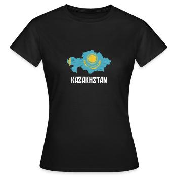 Drapeau de la République du Kazakhstan Kazakhstan Kazakhstan - T-shirt Femme - noir - Devant - AI Model Female 172 dark (172cm)