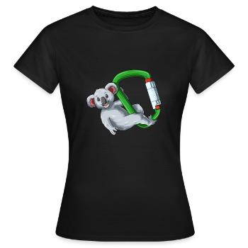 Koala drôle sur un mousqueton - escalade - T-shirt Femme - noir - Devant - AI Model Female 172 dark (172cm)