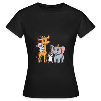 Fête d'anniversaire pour enfants mignons et zoo - T-shirt Femme - noir - Devant - AI Model Female 172 dark (172cm)