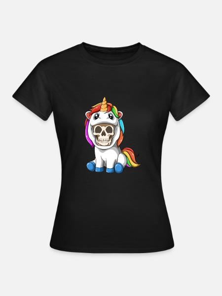 Squelette sarcastique en costume de licorne - parodie - T-shirt Femme - noir