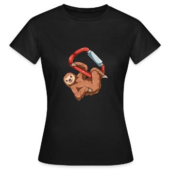 Paresse drôle sur un mousqueton - escalade - T-shirt Femme - noir - Devant - AI Model Female 172 dark (172cm)