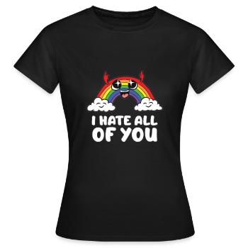 Je vous déteste tous humour noir arc-en-ciel - T-shirt Femme - noir - Devant - AI Model Female 172 dark (172cm)
