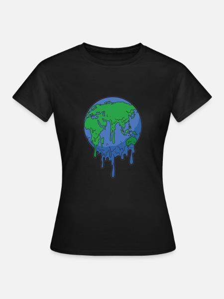 Globale Erwärmung Erd Erwärmung schmelzende Erde - Frauen T-Shirt - Schwarz