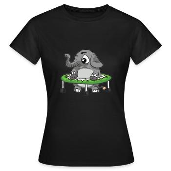 Gros éléphant dans un trampoline - T-shirt Femme - noir - Devant - AI Model Female 172 dark (172cm)