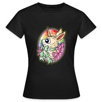 Einhorn Hase Ostern Juwelen Edelsteine - Frauen T-Shirt - Schwarz - Vorne - AI Model Female 172 dark (172cm)