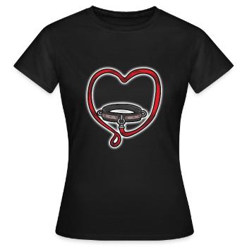 Slave collar leash collar BDSM bondage love - Women's T-Shirt - black - Front - AI Model Female 172 dark (172cm)
