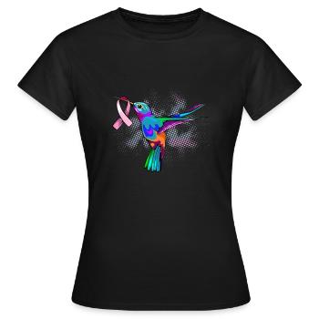 Hummingbird Breast Cancer Awareness Month Pink Rib - Women's T-Shirt - black - Front - AI Model Female 172 dark (172cm)