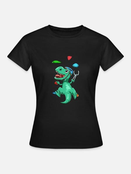Lustiges T-Rex Bouldern und Klettern Geschenk - Frauen T-Shirt - Schwarz