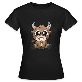Cornes pastel signe du zodiaque taureau - T-shirt Femme - noir - Devant - AI Model Female 172 dark (172cm)